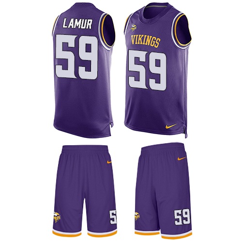 Men's Limited Emmanuel Lamur Nike Jersey Purple - #59 Tank Top Suit NFL Minnesota Vikings